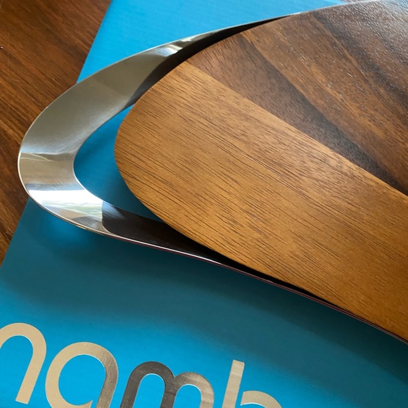 Nambe Silver and Brown Dining Serveware - Picture 2 of 5